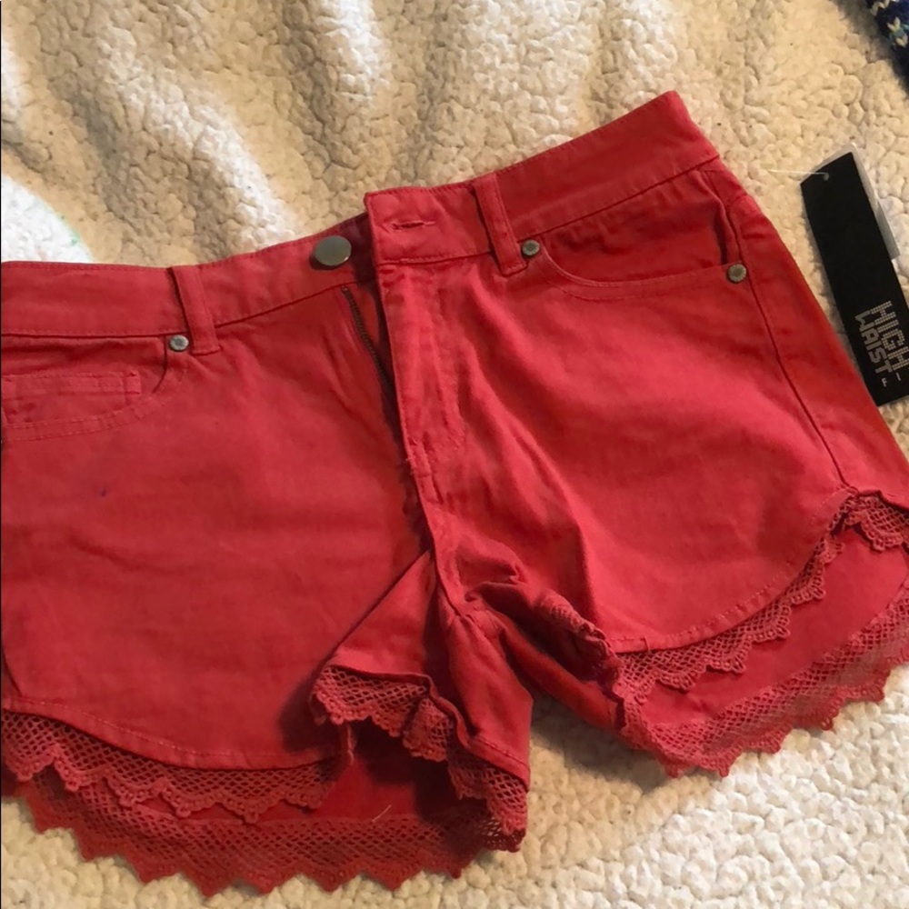 Coral high waist shorts